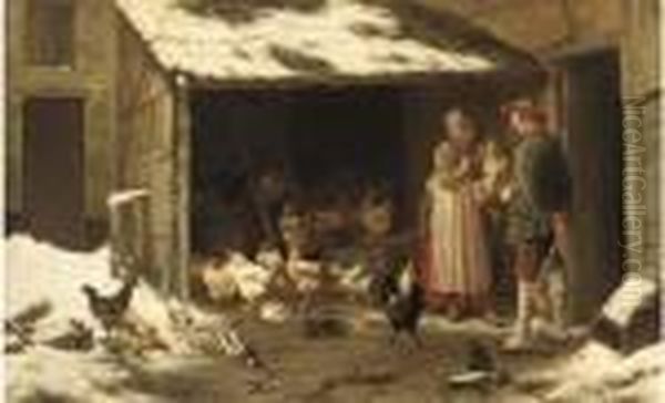 The Finest Poultry Oil Painting by Eugene Remy Maes