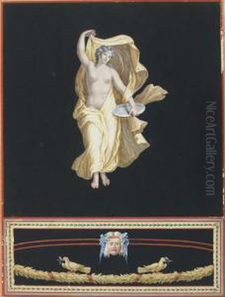 An Allegorical Female Figure With A Dish Oil Painting by Michaelangelo Maestri