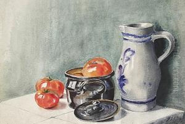 Stilleben Mit Tomaten Und Bauernkrug Oil Painting by Dorothea Maetzel-Johannsen