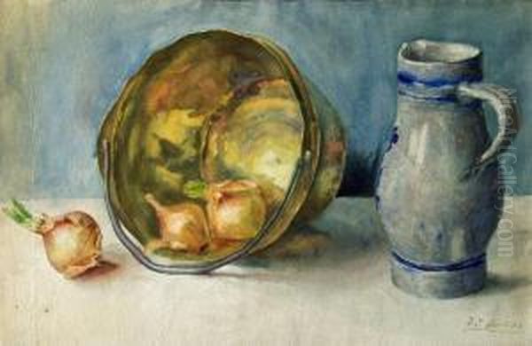 Stilleben Mit Zwiebeln, Kupfertopf Und Krug 1904 Oil Painting by Dorothea Maetzel-Johannsen