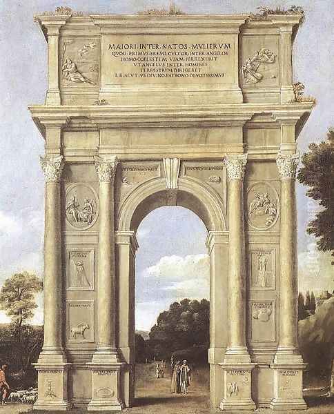 A Triumphal Arch of Allegories Oil Painting by Giotto Di Bondone