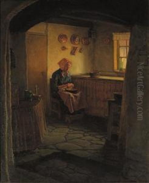 Lavori In Cucina Oil Painting by Valdemar Magaard