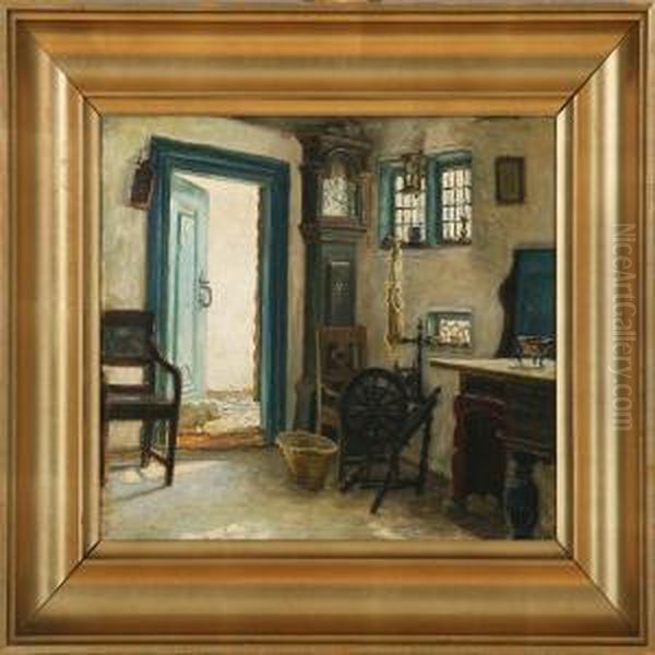 Interior From Samso Island Oil Painting by Valdemar Magaard