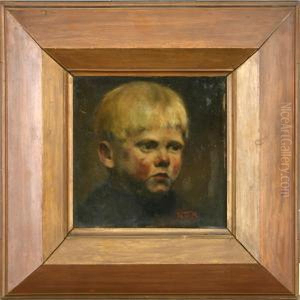 Portrait Of A Blond Boy Oil Painting by Valdemar Magaard