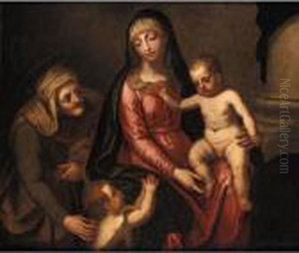 The Madonna And Child With The Infant Saint John The Baptist And Saint Anne Oil Painting by Alessandro Maganza