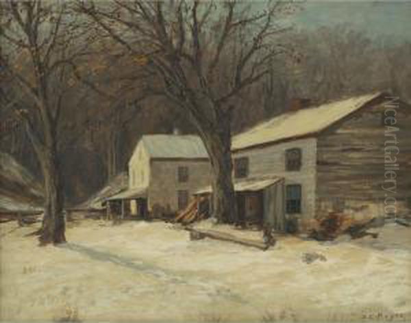 Winter Scene Oil Painting by James C. Magee