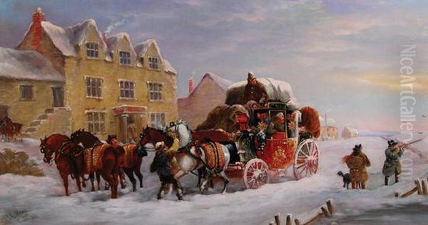 Exeter To London Coach Oil Painting by John Charles Maggs