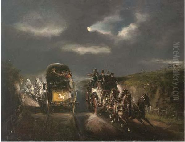 The London To York Stage Coaches Oil Painting by John Charles Maggs