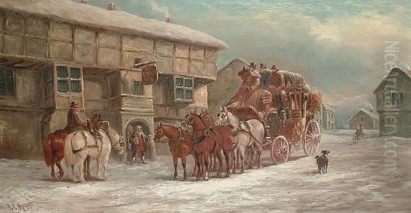 London To Bath (the George Inn) Oil Painting by John Charles Maggs