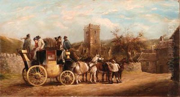 Two Coaching Scenes Oil Painting by John Charles Maggs