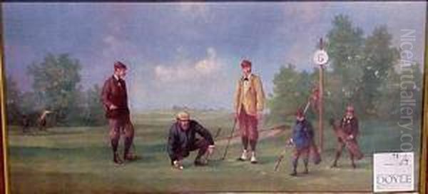 Golfing Scenes Oil Painting by Carlo Magini