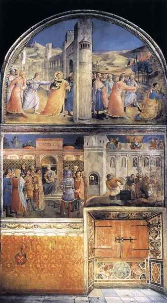 East wall of the chapel Oil Painting by Giotto Di Bondone