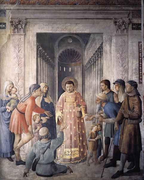 St Lawrence Distributing Alms Oil Painting by Giotto Di Bondone