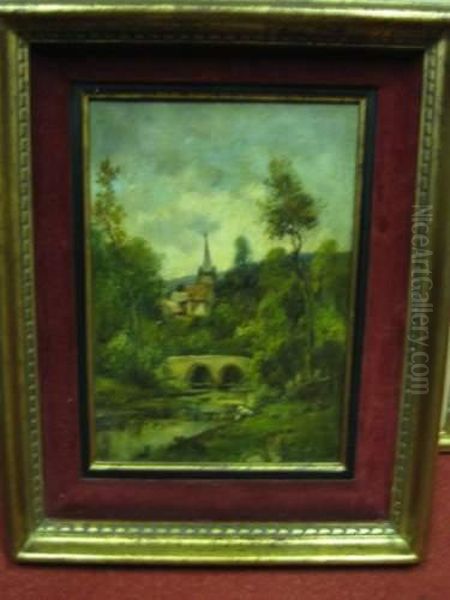 Lavandiere Pres Du Petit Pont Oil Painting by Camille Magnus