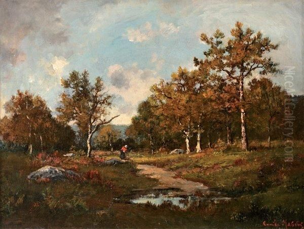 Boisiere En Foret Pres De La Mare Oil Painting by Camille Magnus