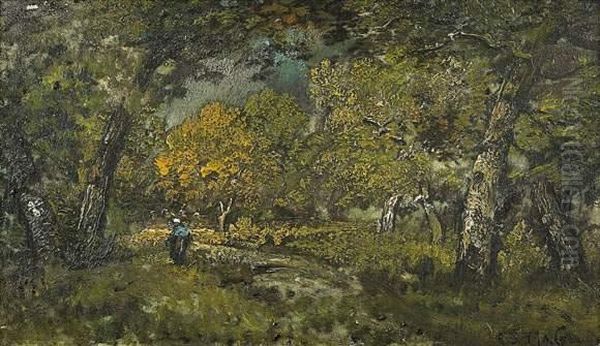 Paysanne Dans La Foret Oil Painting by Camille Magnus