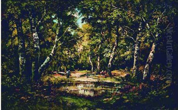 Etang En Foret De Fontainebleau Oil Painting by Camille Magnus