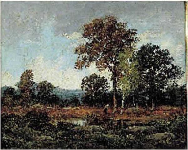 Paysanne Au Bord De L'etang Oil Painting by Camille Magnus