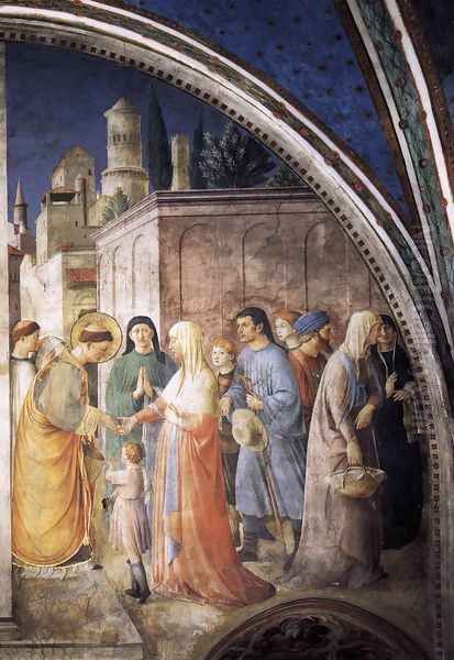 St Stephen Distributing Alms Oil Painting by Giotto Di Bondone