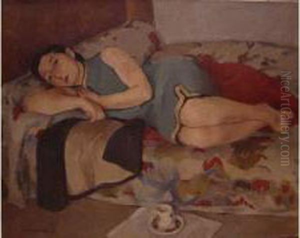 Jeune Femme Etendue Oil Painting by Richard Maguet