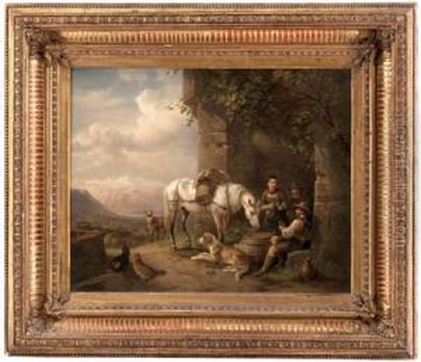 Rast Eines Reiters Oil Painting by Edmund Mahlknecht