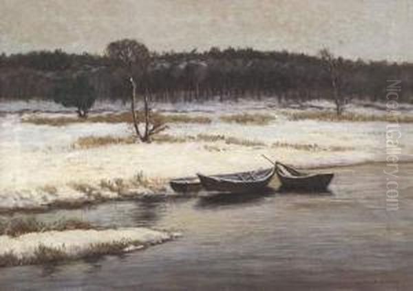 Bord De Riviere En Hiver Oil Painting by Wartan Mahokian