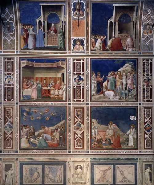 Scenes with decorative bands Oil Painting by Giotto Di Bondone