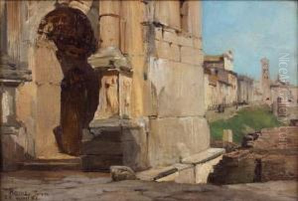 Le Forum Romain Et L'arc De Triomphe De Septime Severe Oil Painting by Albert Pierre Rene Maignan