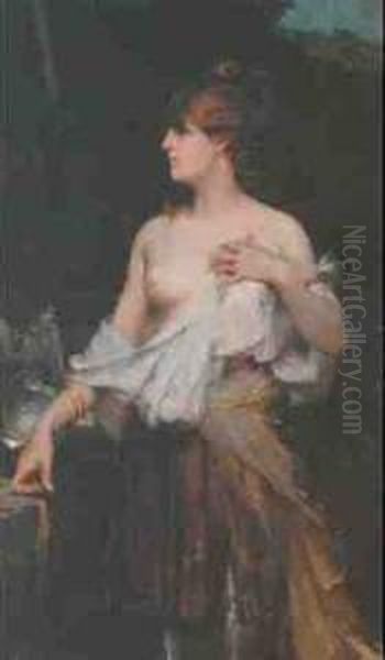 Young Woman Oil Painting by Albert Pierre Rene Maignan