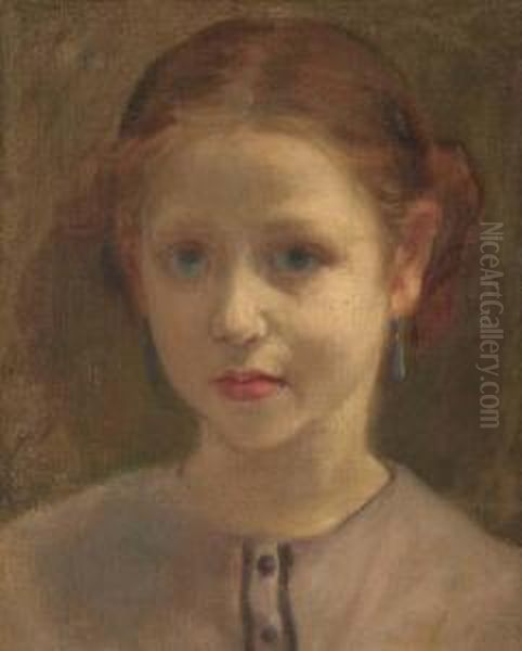 Portrait De Jeune Fille Oil Painting by Diogene Ulysse N. Maillart