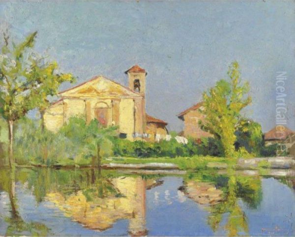 Paesaggio Con Chiesa Oil Painting by Gianni Maimeri