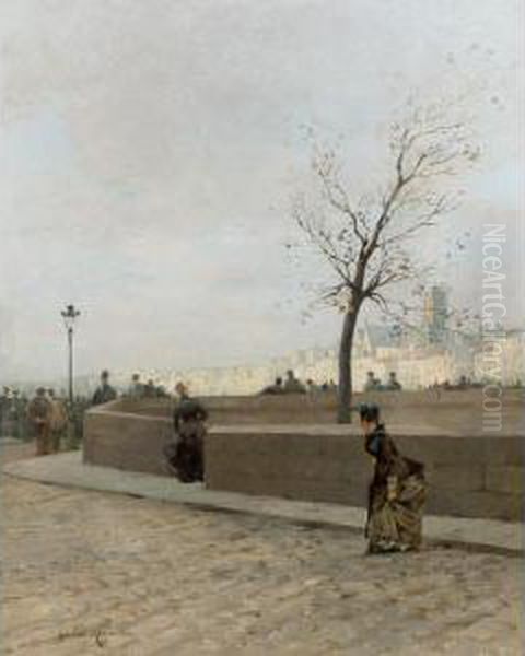 Saint Gervais Vu Du Quai A Paris Oil Painting by Gustave Maincent