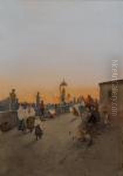 Passeggiata Altramonto Oil Painting by Raffaele Mainella