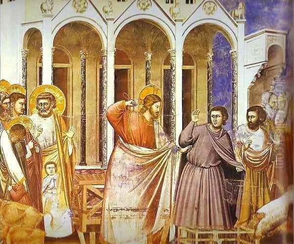 Christ Purging The Temple 1304-1306 Oil Painting by Giotto Di Bondone