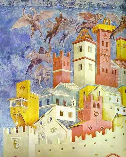 The Expulsion Of The Demons From Arezzo Detail 1295-1300 Oil Painting by Giotto Di Bondone