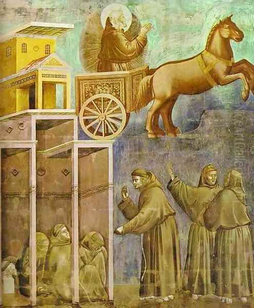 The Vision Of The Chariot Of Fire 1295-1300 Oil Painting by Giotto Di Bondone