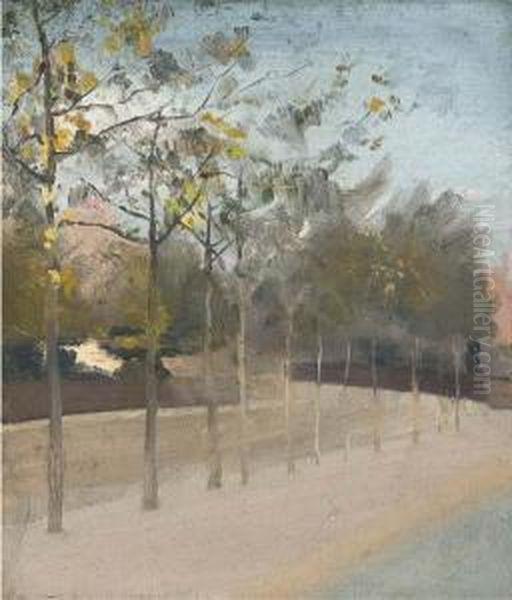 Chelsea Embankment, Plane Trees Oil Painting by Paul Fordyce Maitland