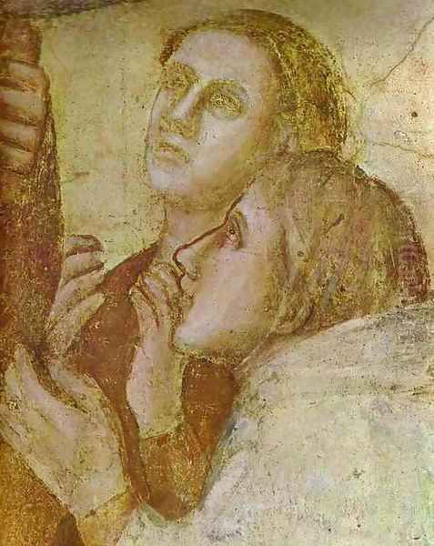 The Resurrection Of Drusiane Detail 2 1320s Oil Painting by Giotto Di Bondone