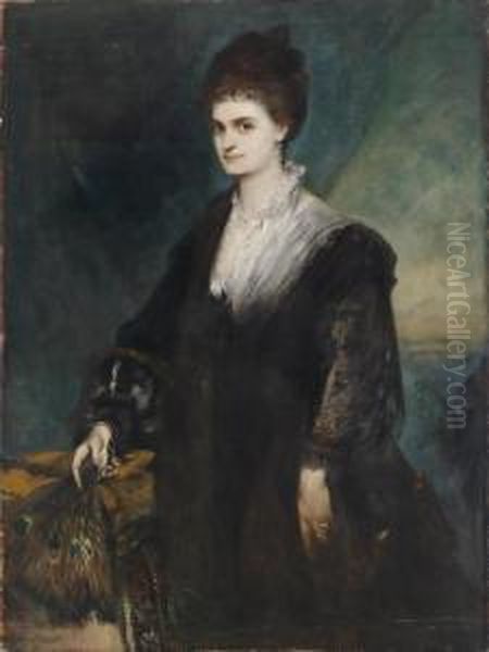 Portrait Of Countess Marie Von Coudenhove-kalergi Oil Painting by Hans Makart