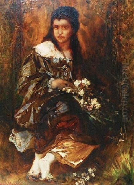 Dziewczyna Z Kwiatami Oil Painting by Hans Makart