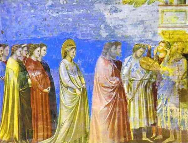 The Marriage Procession Of The Virgin Detail 1304-1306 Oil Painting by Giotto Di Bondone