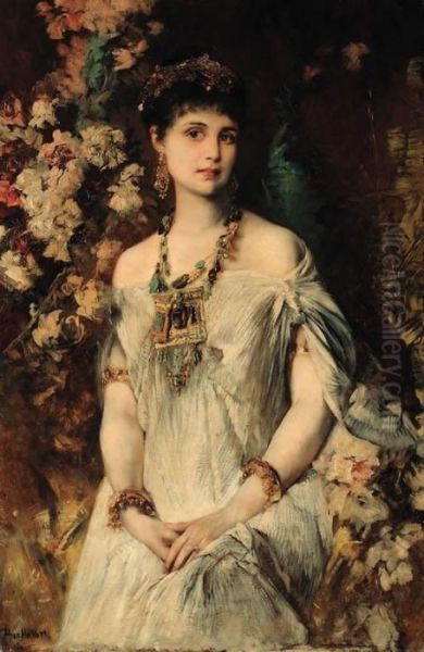 Frauenportrat In Agpytischem Kostum Oil Painting by Hans Makart