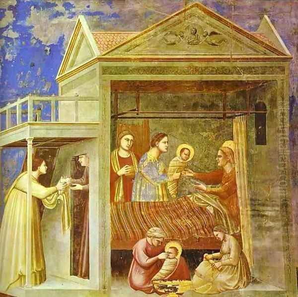 The Birth Of Mary 1304-1306 Oil Painting by Giotto Di Bondone