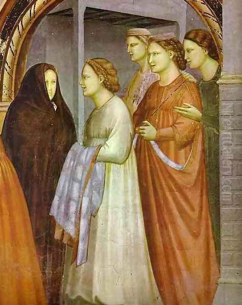 The Meeting At The Golden Gate Detail 1304-1306 Oil Painting by Giotto Di Bondone