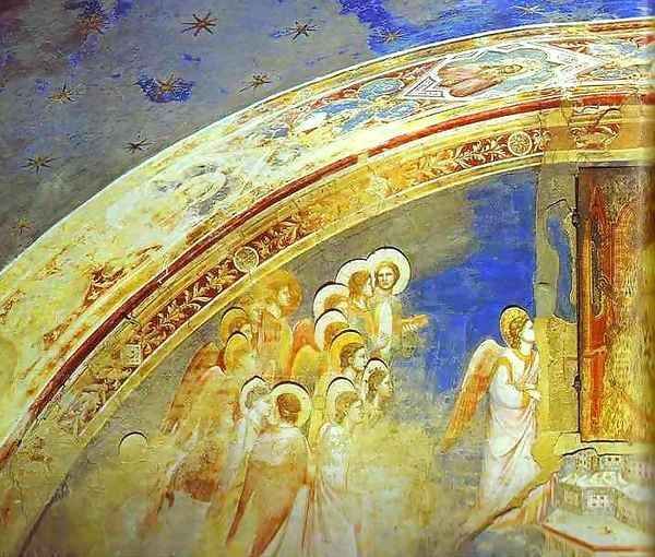 The Mission Of Archangel Gabriel Detail 1 1302-1305 Oil Painting by Giotto Di Bondone