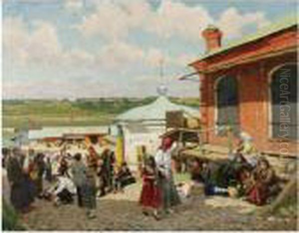 View Of Plyos Oil Painting by Aleksander Vladimirovich Makovskii