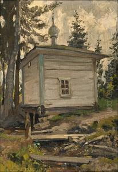 Historical Chapel In Perm Region (burial Place Of Nikita Romanov) Oil Painting by Aleksander Vladimirovich Makovskii