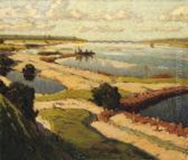 Spring Flood Oil Painting by Aleksander Vladimirovich Makovskii