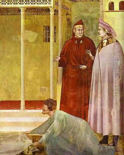 Homage Of A Simple Man Detail 2 1295-1300 Oil Painting by Giotto Di Bondone