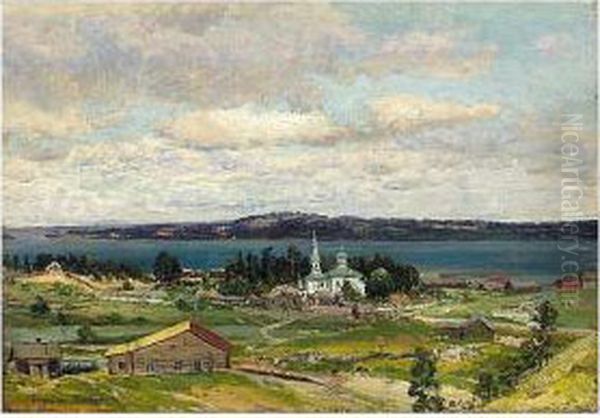 View Of A Russian Provincial Church Oil Painting by Aleksander Vladimirovich Makovskii